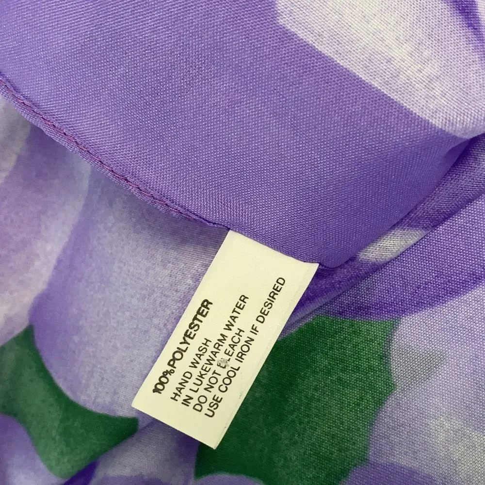 LIZ SINCLAIR MADE IN ITALY PURPLE ROSES‎ PRINT HANDKERCHIEF SCARF
